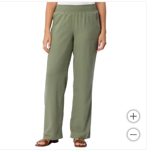 NWOT Briggs Women's Linen Blend Pant pull on green pants - Picture 1 of 5